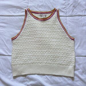 Sincerely Jules Sleeveless Sweater Crop Top Tank Womens XL Cream Knit